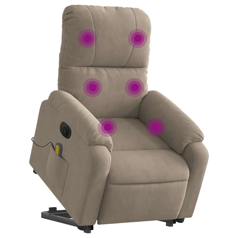Fauteuil de relaxation fonction de levage électrique 6 points de massage en tissu taupe DEC027858