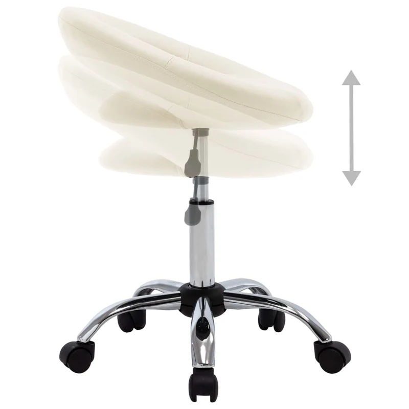 Tabouret de travail sur roulettes hauteur réglable cadre en acier siège en PVC crème DEC025057