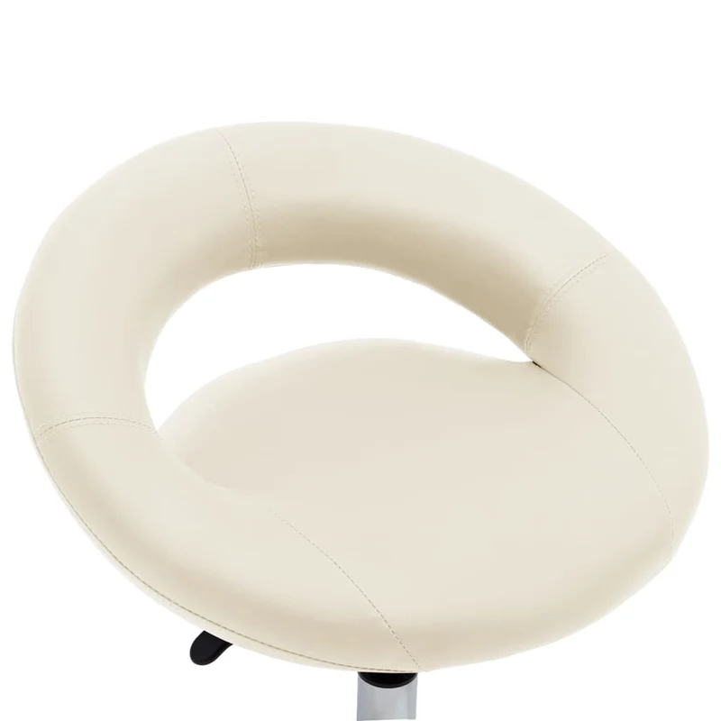 Tabouret de travail sur roulettes hauteur réglable cadre en acier siège en PVC crème DEC025057