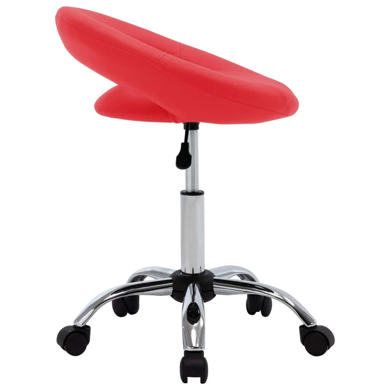 Tabouret de travail sur roulettes hauteur réglable cadre en acier siège en PVC rouge DEC025154