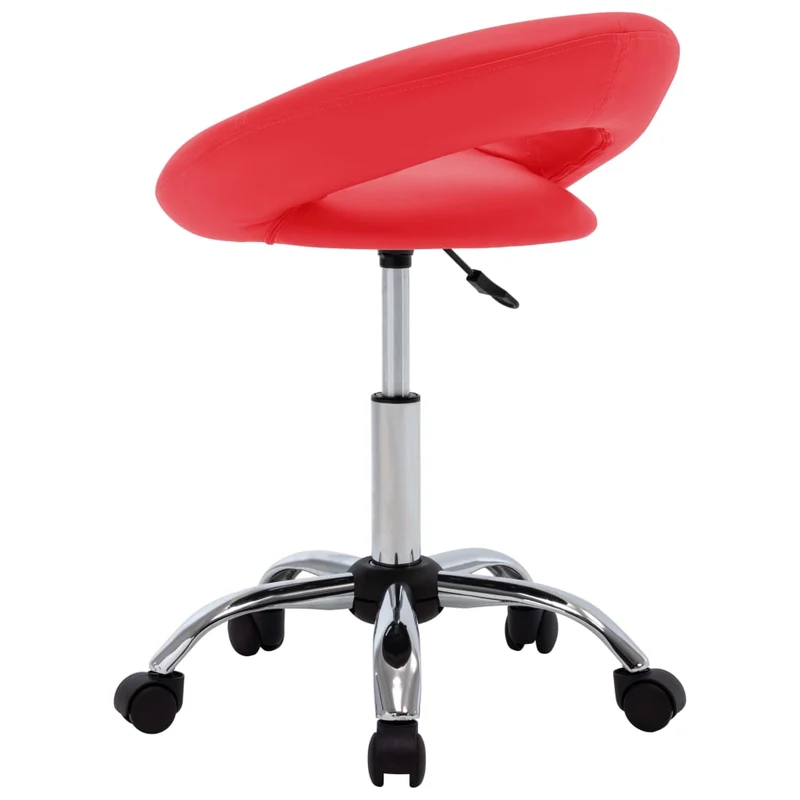 Tabouret de travail sur roulettes hauteur réglable cadre en acier siège en PVC rouge DEC025154