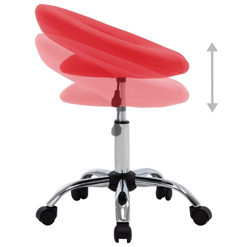 Tabouret de travail sur roulettes hauteur réglable cadre en acier siège en PVC rouge DEC025154