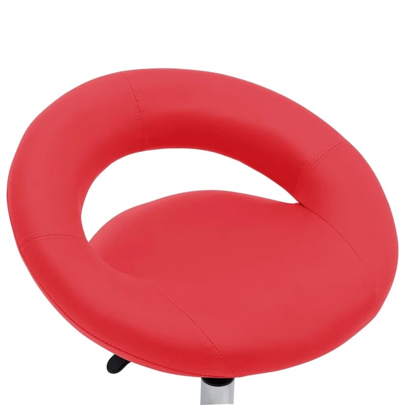 Tabouret de travail sur roulettes hauteur réglable cadre en acier siège en PVC rouge DEC025154