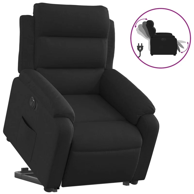 Fauteuil relax TV fonction de levage électrique très confortable en tissu noir DEC028506