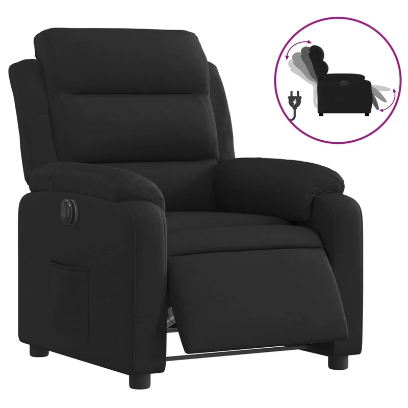 Fauteuil relax TV fonction d'inclinaison électrique très confortable en tissu noir DEC028503