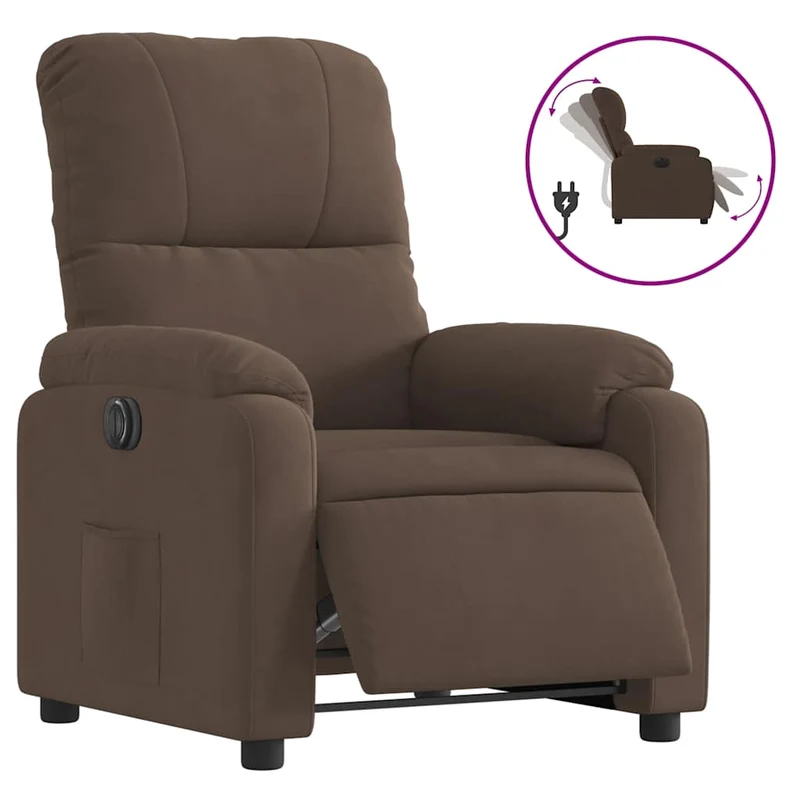 Fauteuil relax TV fonction de levage électrique très confortable en tissu microfibre marron DEC028456
