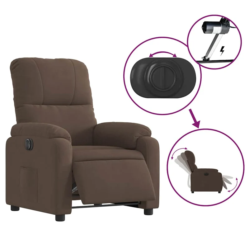 Fauteuil relax TV fonction de levage électrique très confortable en tissu microfibre marron DEC028456