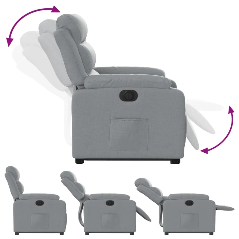Fauteuil relax TV fonction de levage électrique très confortable en tissu gris clair DEC028320