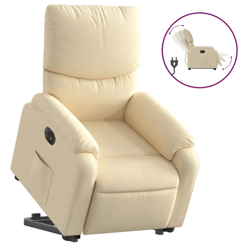 Fauteuil relax TV fonction de levage électrique très confortable en tissu crème DEC028292