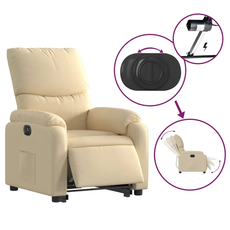 Fauteuil relax TV fonction de levage électrique très confortable en tissu crème DEC028292