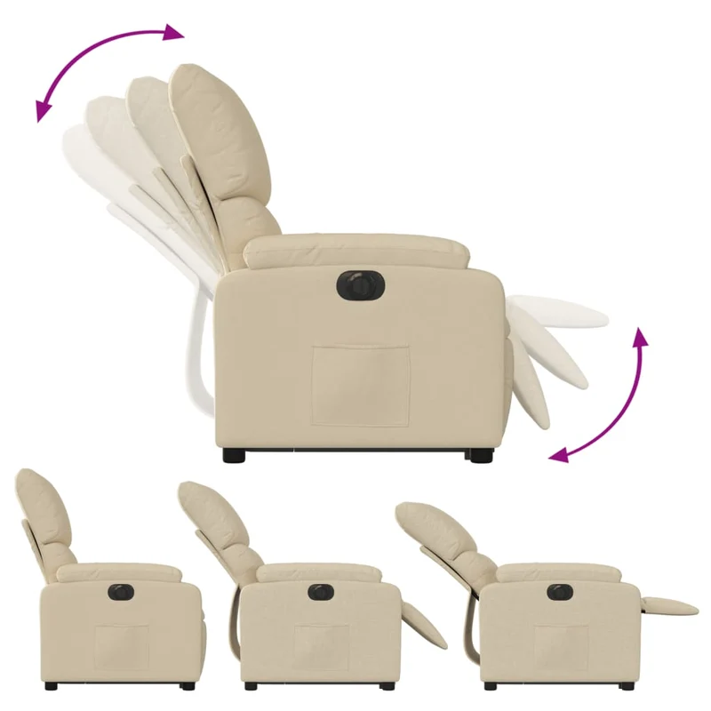 Fauteuil relax TV fonction de levage électrique très confortable en tissu crème DEC028292