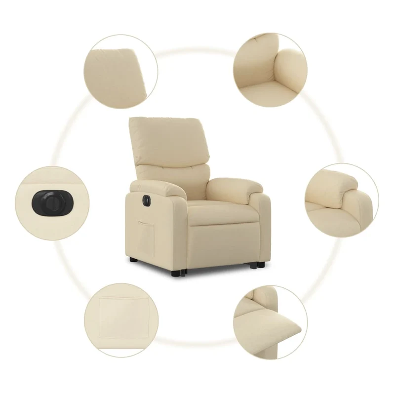 Fauteuil relax TV fonction de levage électrique très confortable en tissu crème DEC028292