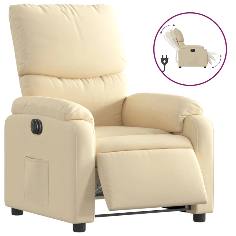 Fauteuil relax TV fonction d'inclinaison électrique très confortable en tissu crème DEC028284