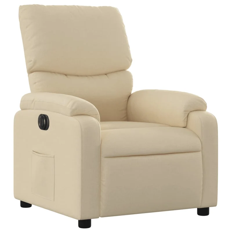 Fauteuil relax TV fonction d'inclinaison électrique très confortable en tissu crème DEC028284