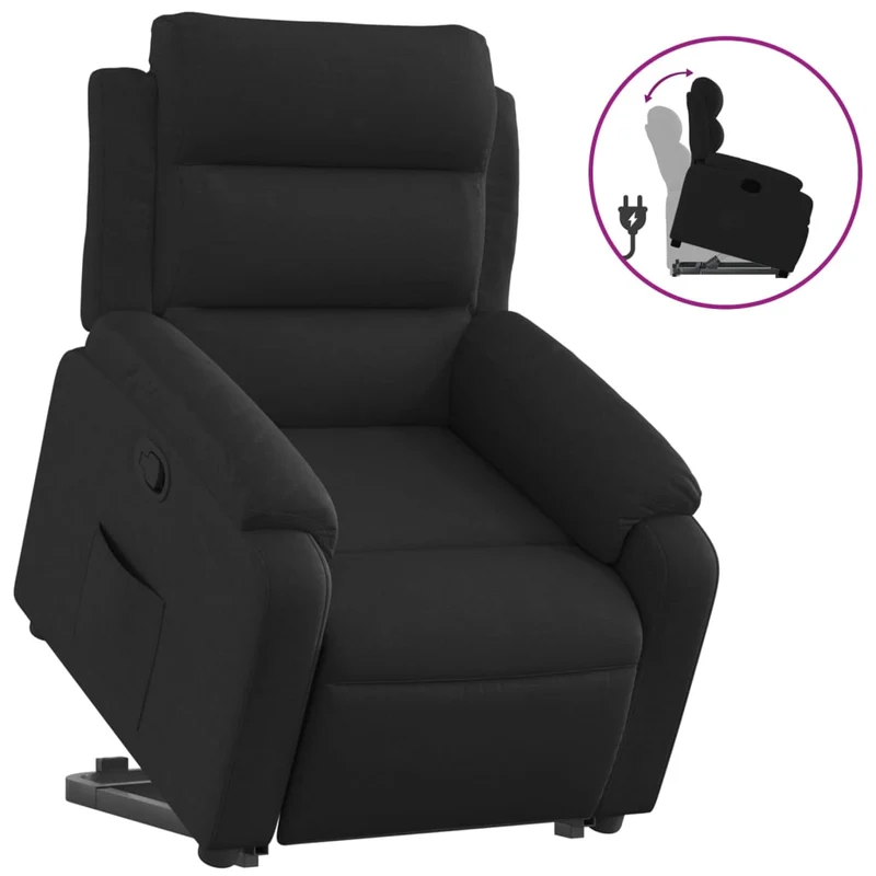 Fauteuil relax TV rembourrage confortable fonction de levage électrique en tissu noir DEC028102