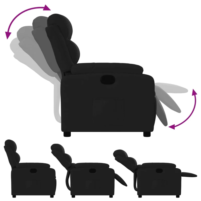 Fauteuil relax TV rembourrage confortable fonction d'inclinaison manuelle en tissu noir DEC028094