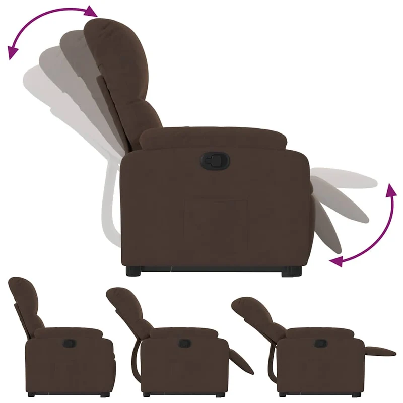 Fauteuil relax TV rembourrage confortable fonction de levage électrique en tissu microfibre marron DEC028061
