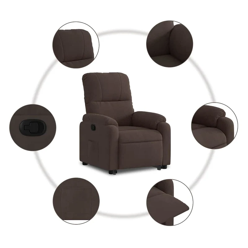 Fauteuil relax TV rembourrage confortable fonction de levage électrique en tissu microfibre marron DEC028061