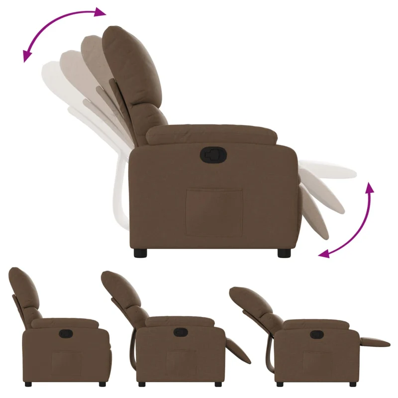 Fauteuil relax TV rembourrage confortable fonction d'inclinaison manuelle en tissu marron DEC028054