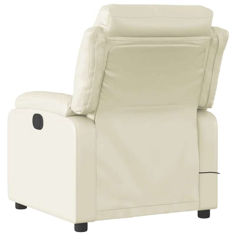 Fauteuil de relaxation TV fonction massage inclinable électrique en PVC crème DEC027148