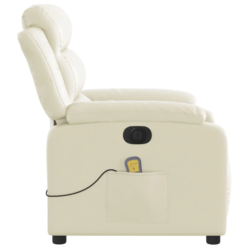 Fauteuil de relaxation TV fonction massage inclinable électrique en PVC crème DEC027148