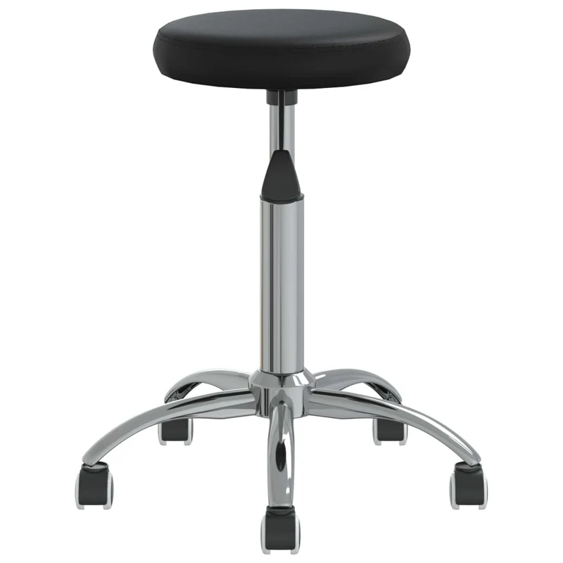 Tabouret de travail sur roulettes hauteur réglable cadre en acier siège en PVC noir DEC025049