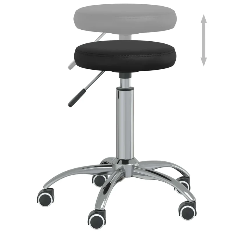 Tabouret de travail sur roulettes hauteur réglable cadre en acier siège en PVC noir DEC025049