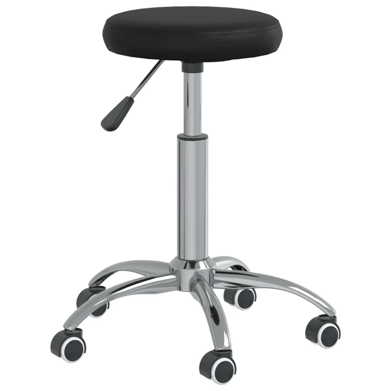 Tabouret de travail sur roulettes hauteur réglable cadre en acier siège en PVC noir DEC025049