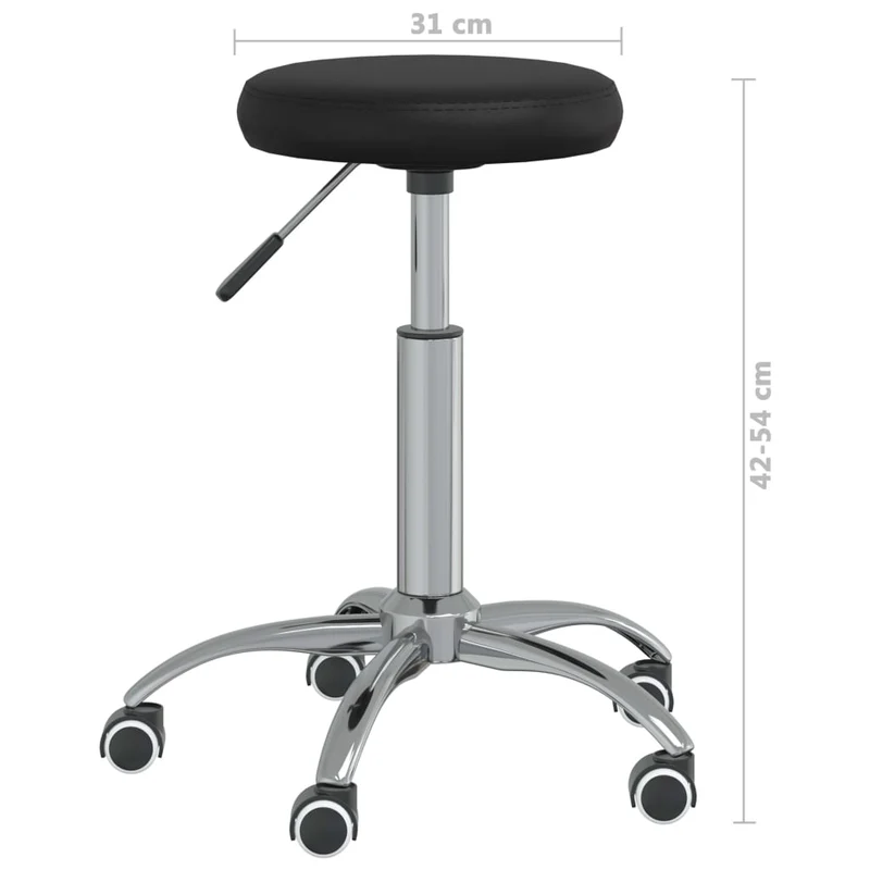Tabouret de travail sur roulettes hauteur réglable cadre en acier siège en PVC noir DEC025049