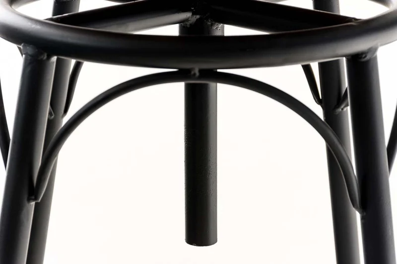 Tabouret de bar x1 style industriel contemporain hauteur réglable en métal noir et assise en bois clair 10_0004540