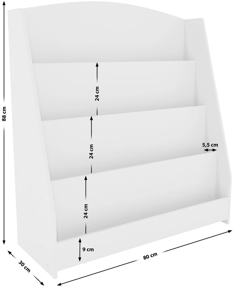 Bibliothèque étagère pour enfant 4 étagères 88x80x30 cm en MDF blanc 10_0003497