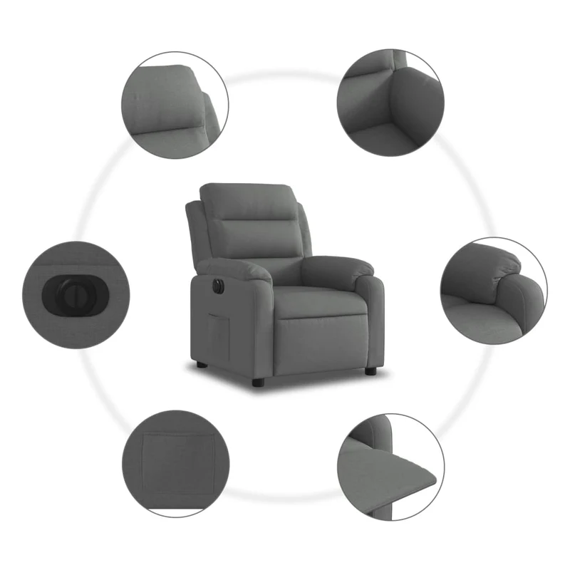 Fauteuil relax TV fonction d'inclinaison électrique très confortable en tissu gris DEC028344