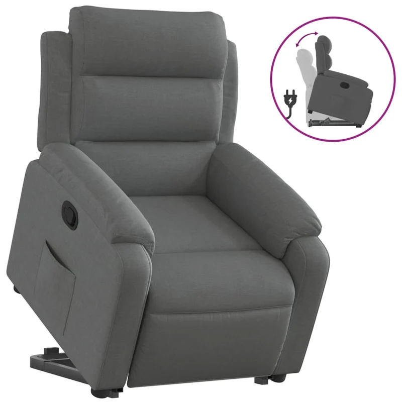 Fauteuil relax TV rembourrage confortable fonction de levage électrique en tissu gris DEC027936