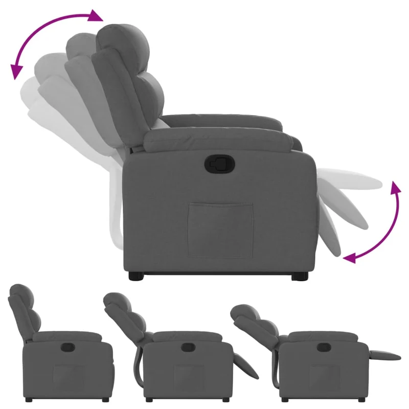 Fauteuil relax TV rembourrage confortable fonction de levage électrique en tissu gris DEC027936