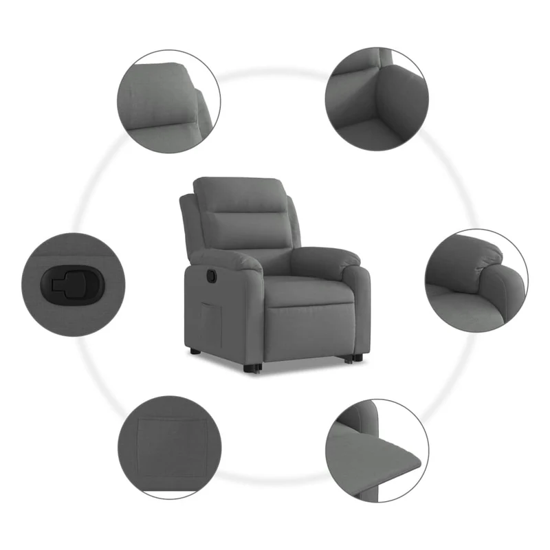 Fauteuil relax TV rembourrage confortable fonction de levage électrique en tissu gris DEC027936