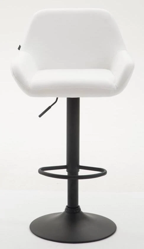 Lot de 2 tabourets de bar moderne et confortable en synthétique blanc pieds trompette en métal noir TDB10224