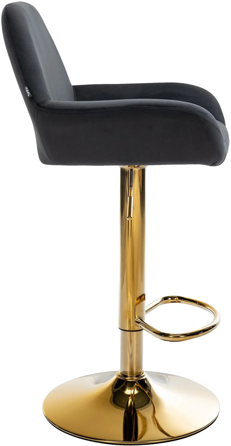 Lot de 2 tabourets de bar repose-pieds intégré revêtement velours noir structure en métal doré TDB10738