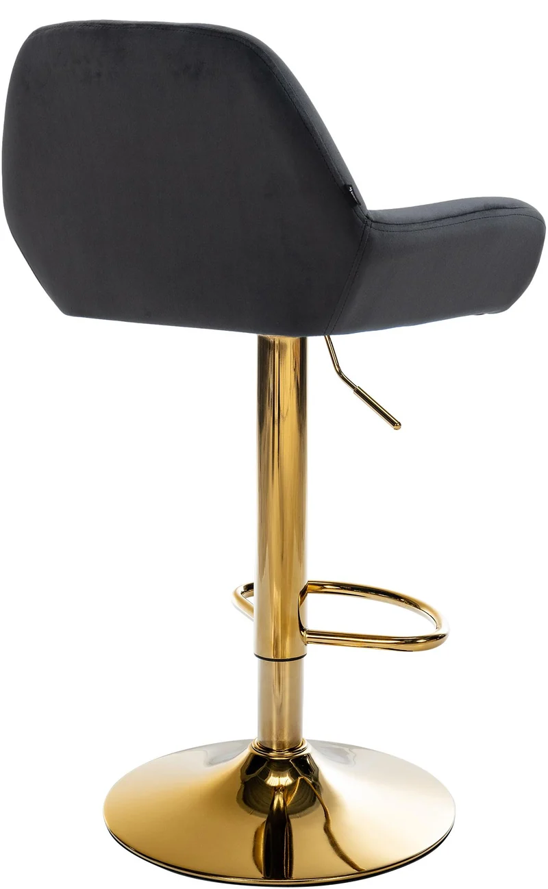 Lot de 2 tabourets de bar repose-pieds intégré revêtement velours noir structure en métal doré TDB10738