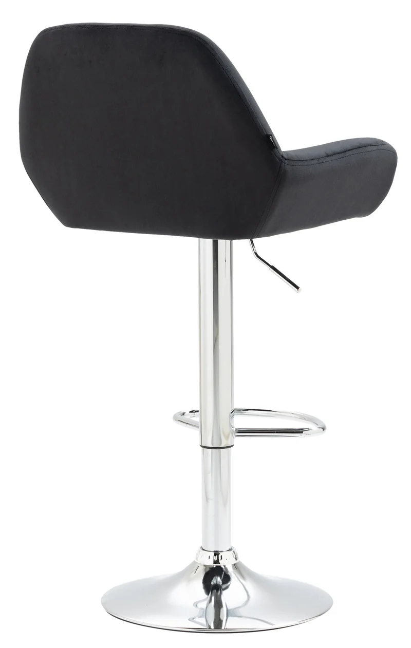 Tabouret de bar x1 en velours rembourré noir base trompette métal chromée TDB10430