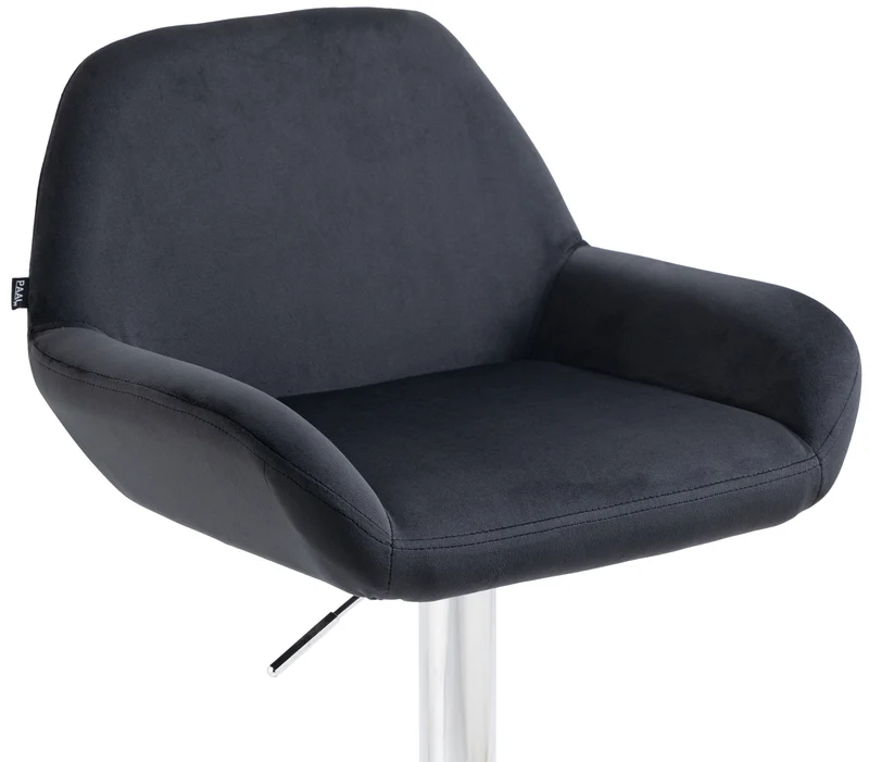 Lot de 2 tabourets de bar repose-pieds en forme d'arc en métal chromé assise en velours noir TDB10790