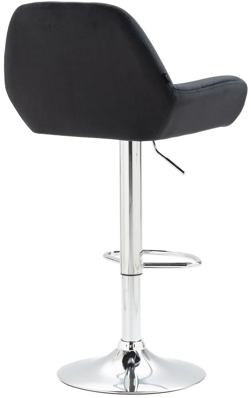 Lot de 2 tabourets de bar repose-pieds en forme d'arc en métal chromé assise en velours noir TDB10790