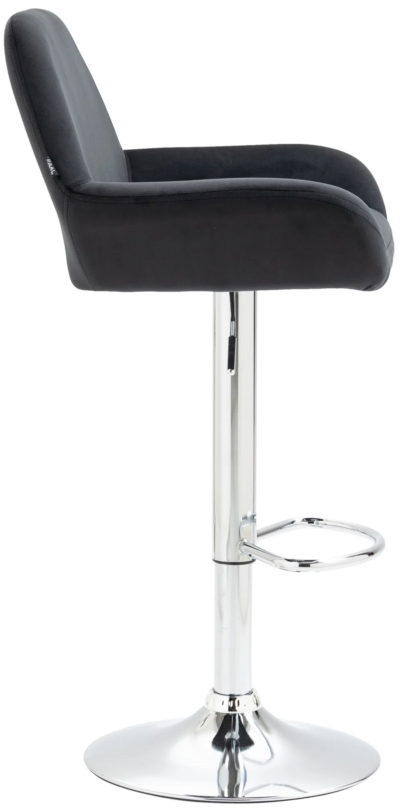 Lot de 2 tabourets de bar repose-pieds en forme d'arc en métal chromé assise en velours noir TDB10790