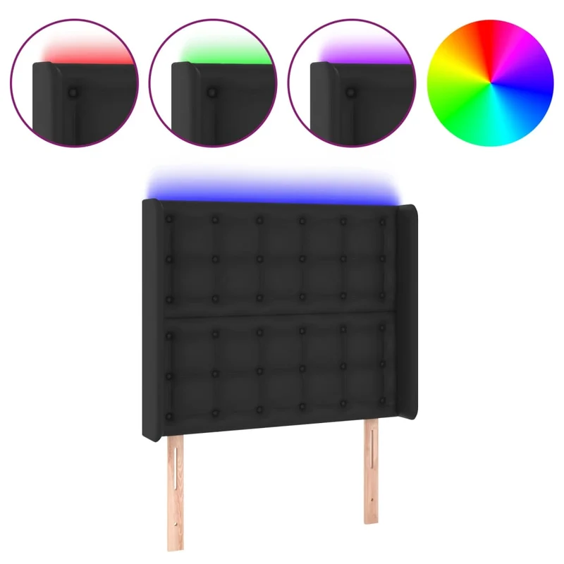 Tête de lit accessoire couchage chambre à coucher meuble à LED 103 x 16 x 118/128 cm synthétique noir TDL0200740