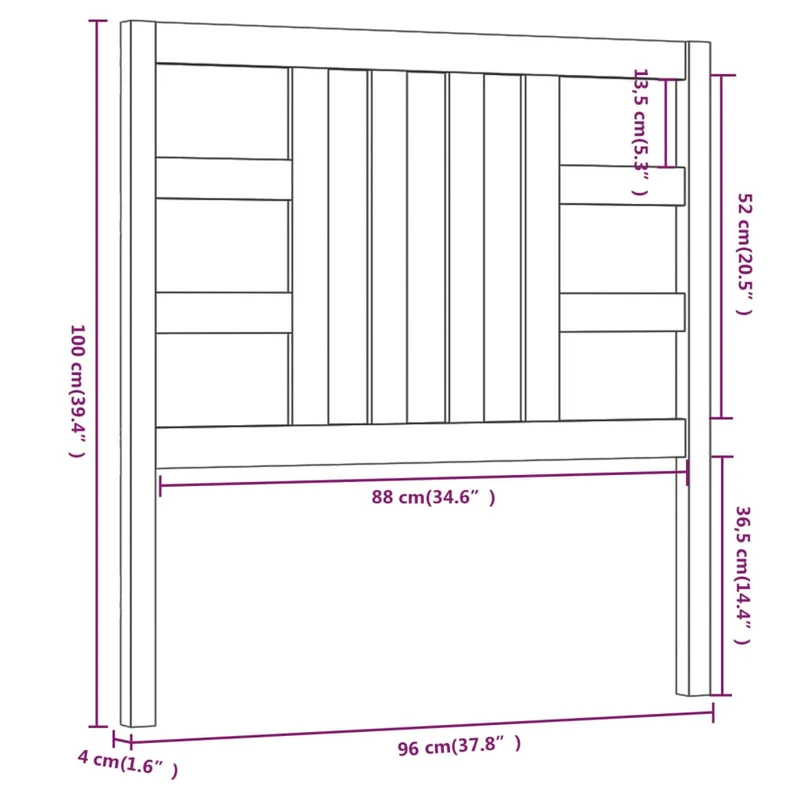 Tête de lit accessoire couchage chambre à coucher meuble 96 x 4 x 100 cm bois de pin gris TDL0203250