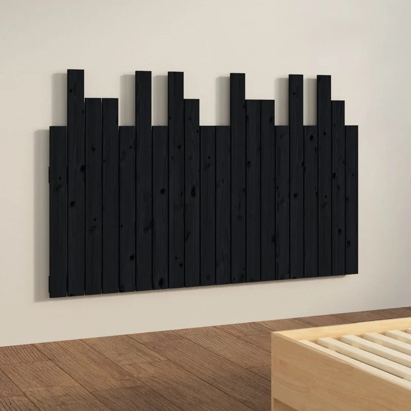 Tête de lit accessoire couchage chambre à coucher meuble murale style palette 127,5 x 3 x 80 cm bois massif noir TDL0202543