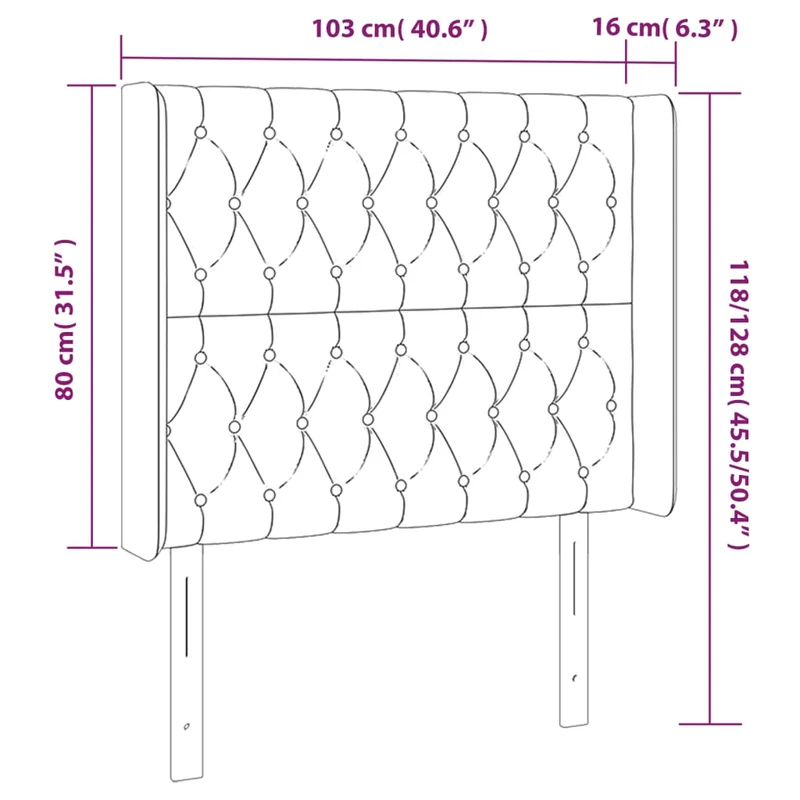 Tête de lit accessoire couchage chambre à coucher meuble à LED 103 x 16 x 118/128 cm tissu gris clair TDL0201436