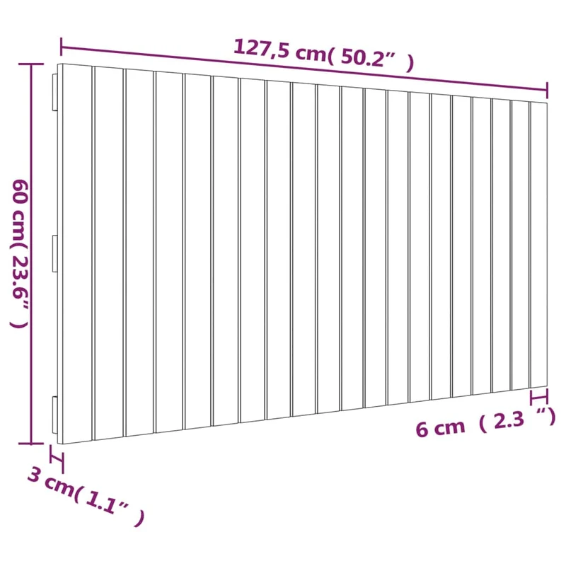 Tête de lit accessoire couchage chambre à coucher meuble murale style palette 127,5 x 3 x 60 cm bois massif blanc TDL0202730