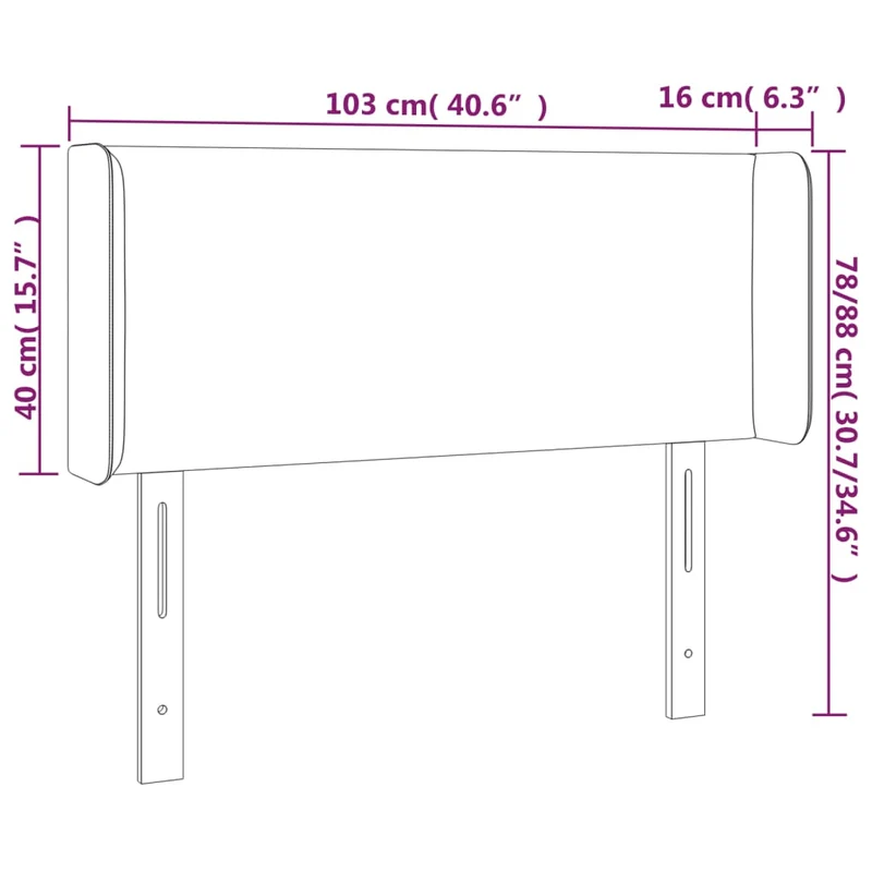 Tête de lit accessoire couchage chambre à coucher meuble à LED 103 x 16 x 78/88 cm synthétique blanc TDL0201947