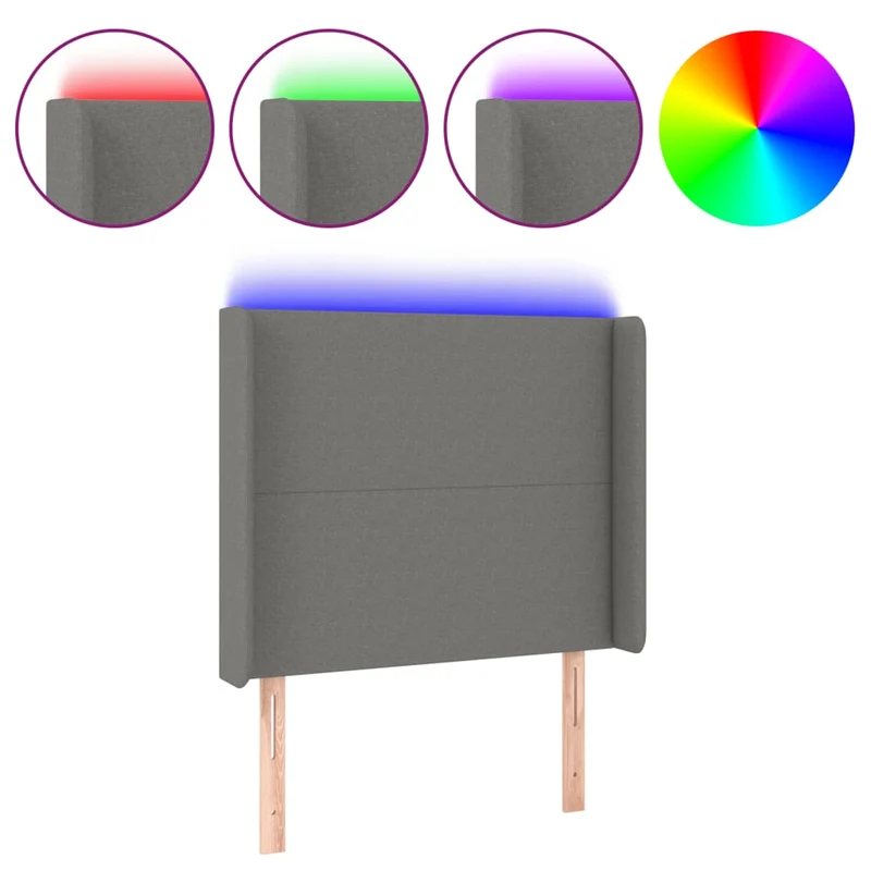 Tête de lit accessoire couchage chambre à coucher meuble à LED 103 x 16 x 118/128 cm tissu gris foncé TDL0201187