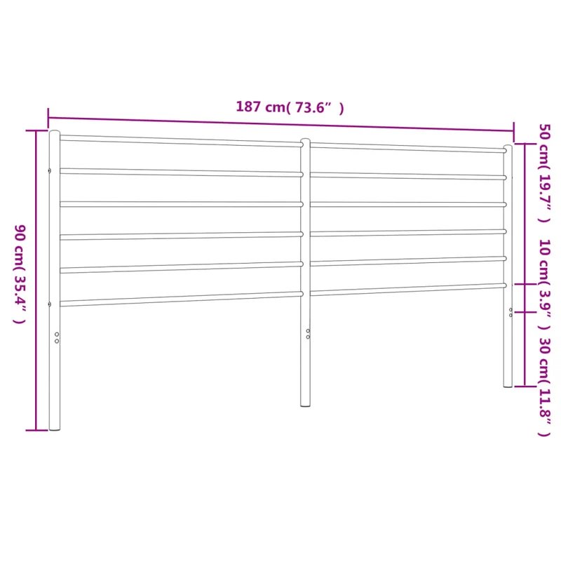 Tête de lit accessoire couchage chambre à coucher meuble 180 cm métal noir TDL0202421